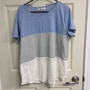 YunJey XXL Blue, White, Gray Women’s Tshirt